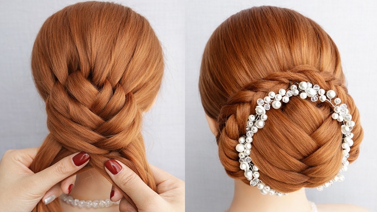 Latest Hairstyles For Women | Breaided Bun Hairstyle For Wedding Function | Updo Hairstyle