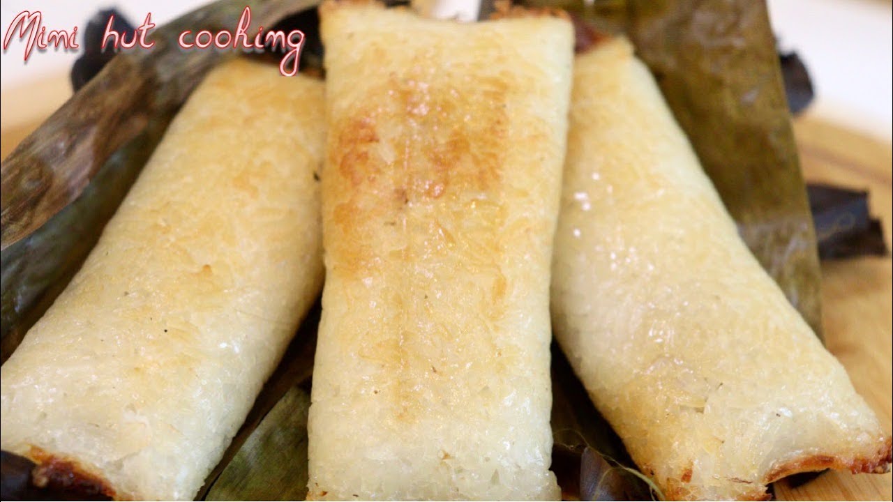 Banana in Sticky Rice, Khmer Dessert, Mini Hut Cooking
