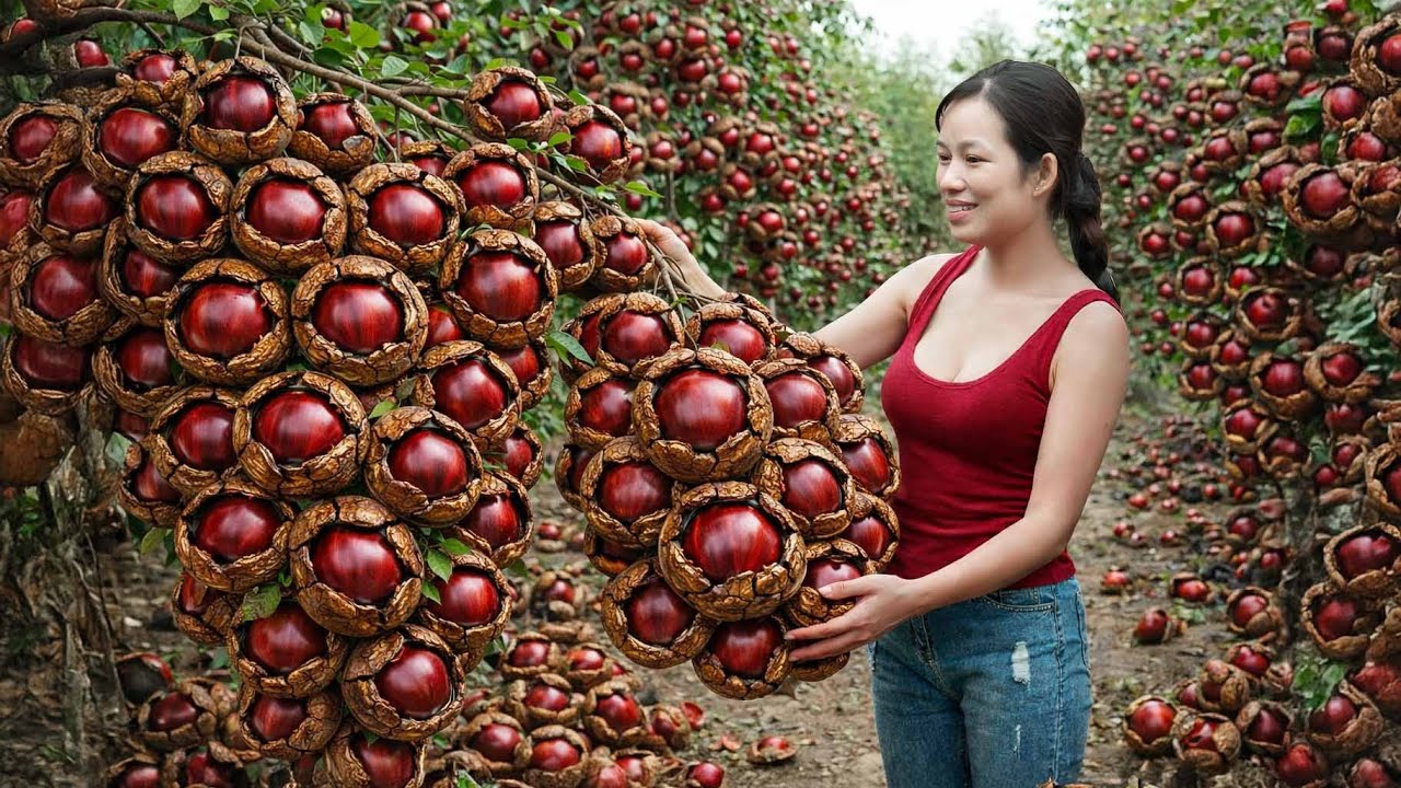Harvesting 1000kg Wild Macadamia Nuts — Sold Out Fast at the Market | Traditional Cassava Cake
