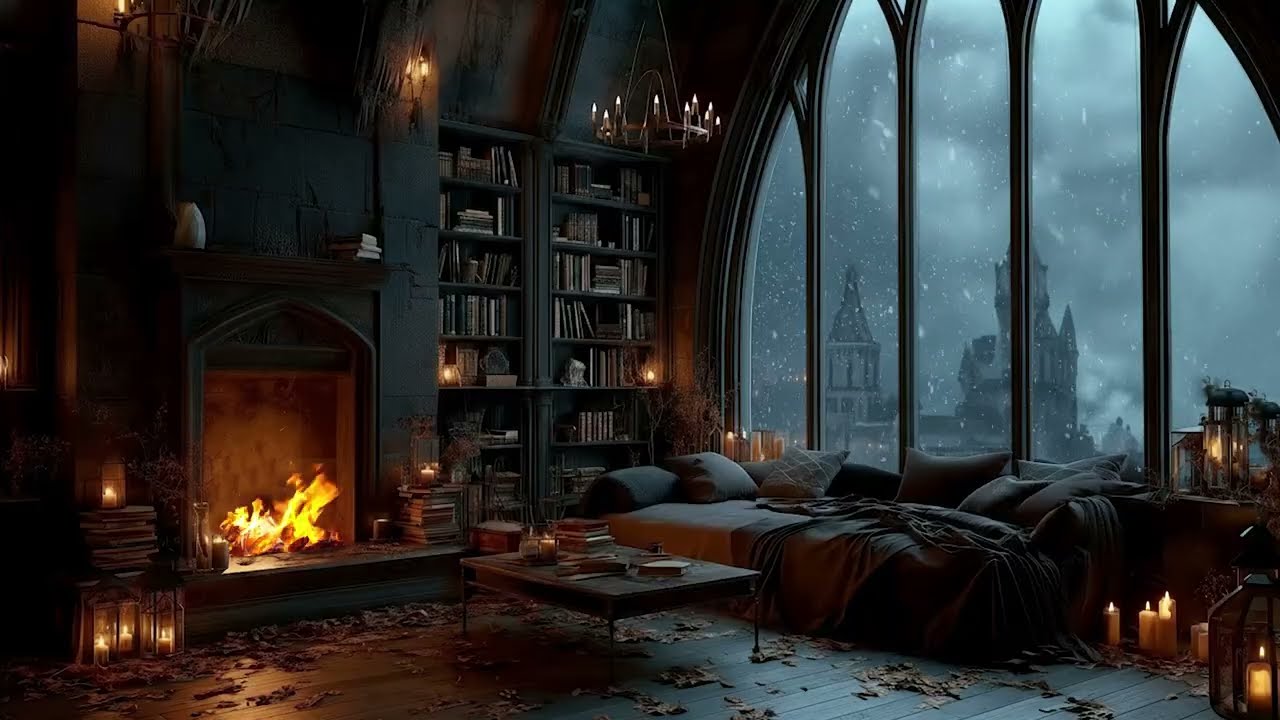 Velaris Fae Bookshop ❄️ Blizzard & Fireplace for Deep Reading, Sleep and Soulful Winter Relaxation