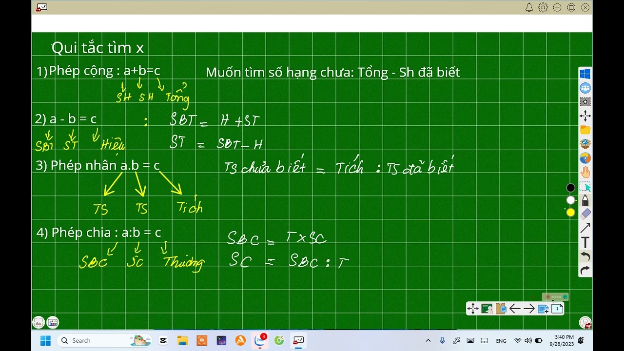 Toán 6 qui tắc tìm x