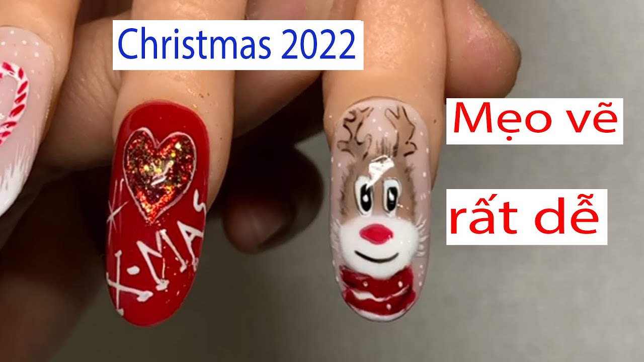 Reindeer Nail Toturial - X mas  - Mẹo Vẽ Reindeer Tuần Lộc
