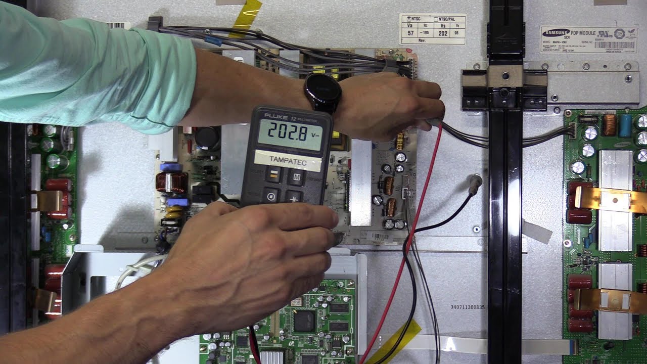 How to properly check voltages inside PLASMA TV service guide