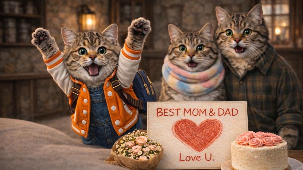 Tubby Kitten Leo Prepares a Valentine Gift for His Parents | A Love Story ❤️