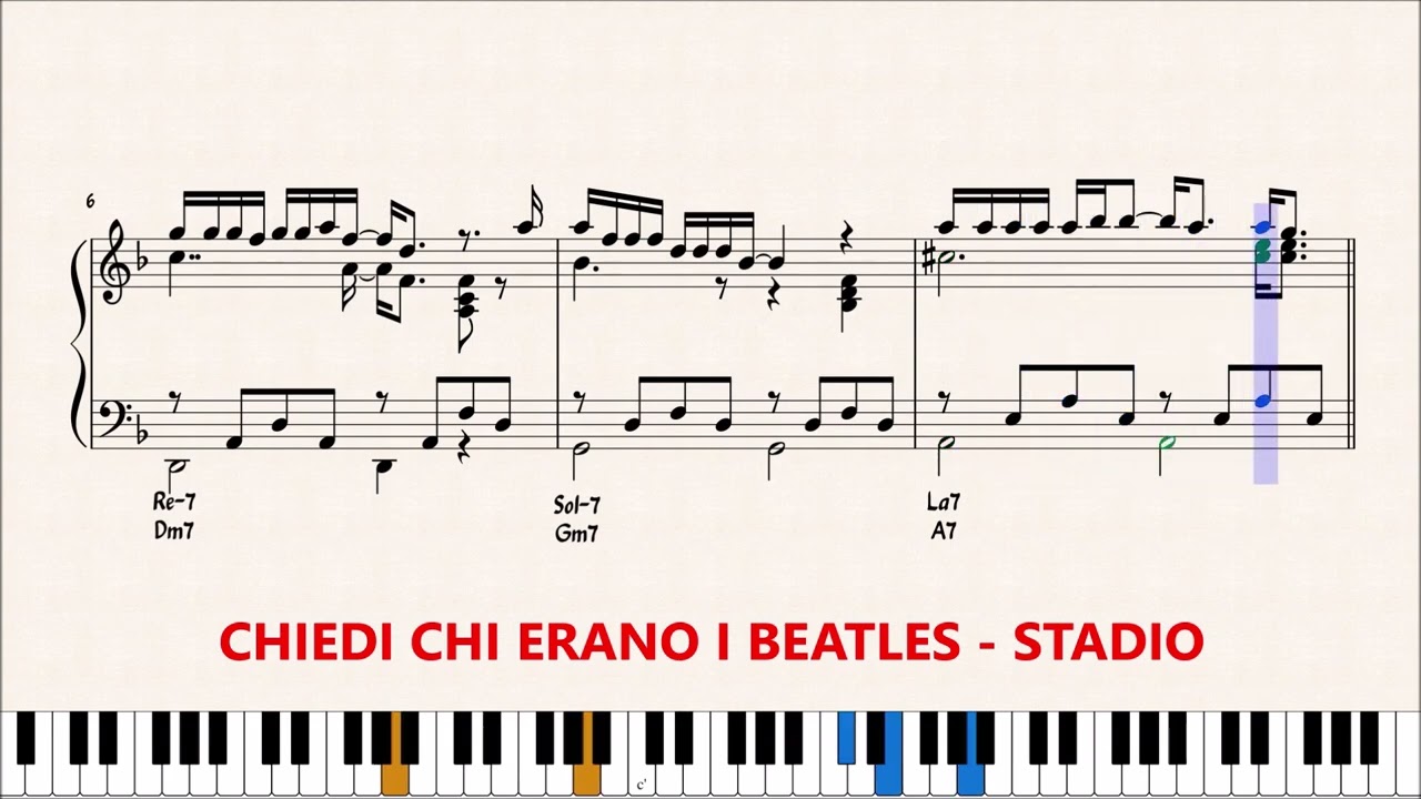 CHIEDI CHI ERANO I BEATLES  - STADIO -  preview spartito pianoforte (info in descrizione)