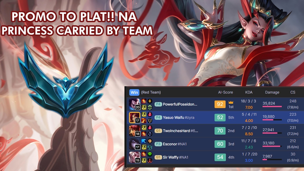 Diary Game 16: Yasuo carry my rank up game in Plat! uwu! OTP Zyra jg!! NA PLAT finally