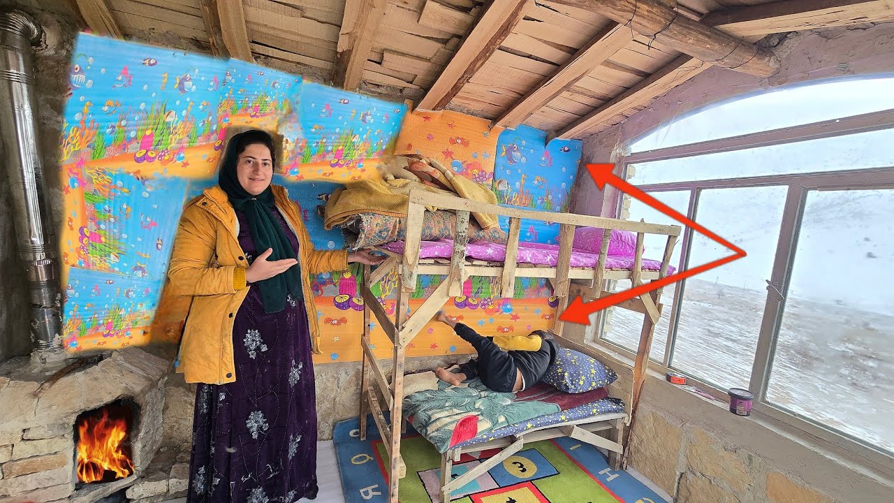 Installing insulation foam on the wall: A nomadic lady's luxury shelter