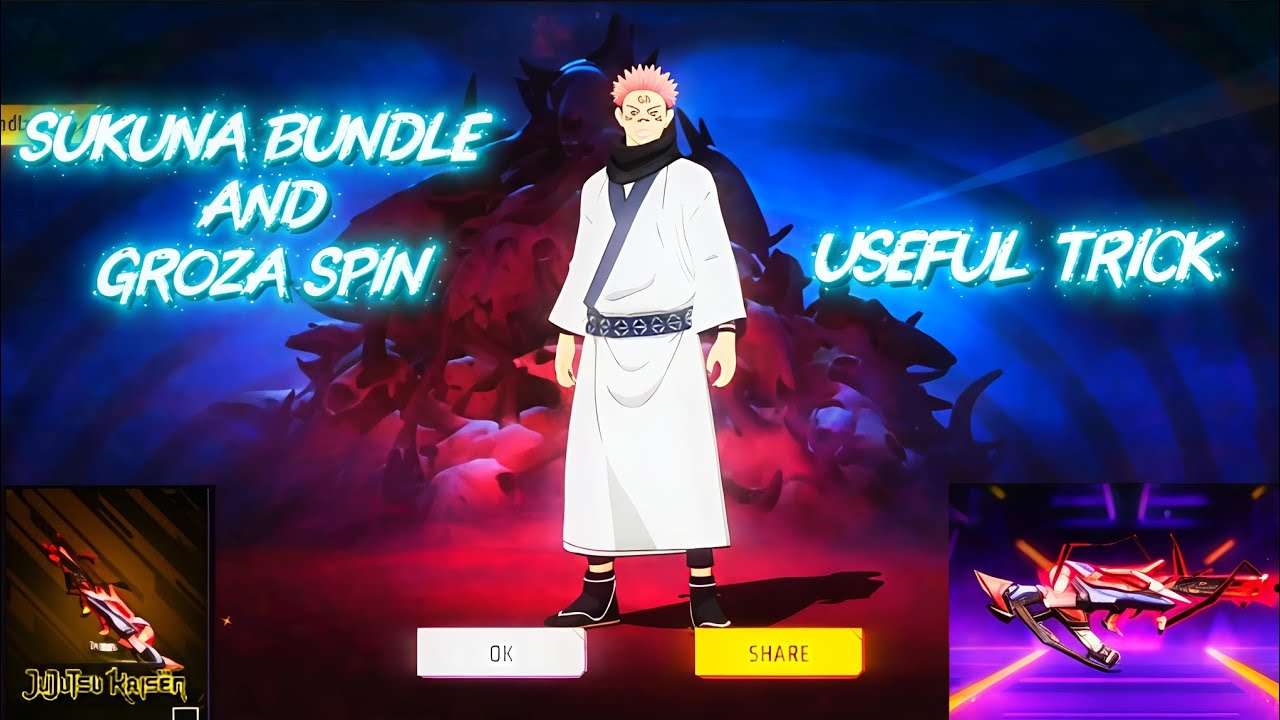 SUKUNA BUNDLE SPIN 💀| GROZA SPIN VEDIO | NEW RING EVENT FREE FIRE 🔥