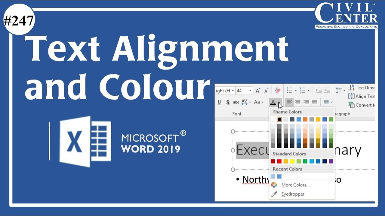 MS Word: 5.  How to change Text Alignment and Colour in  MS Word.