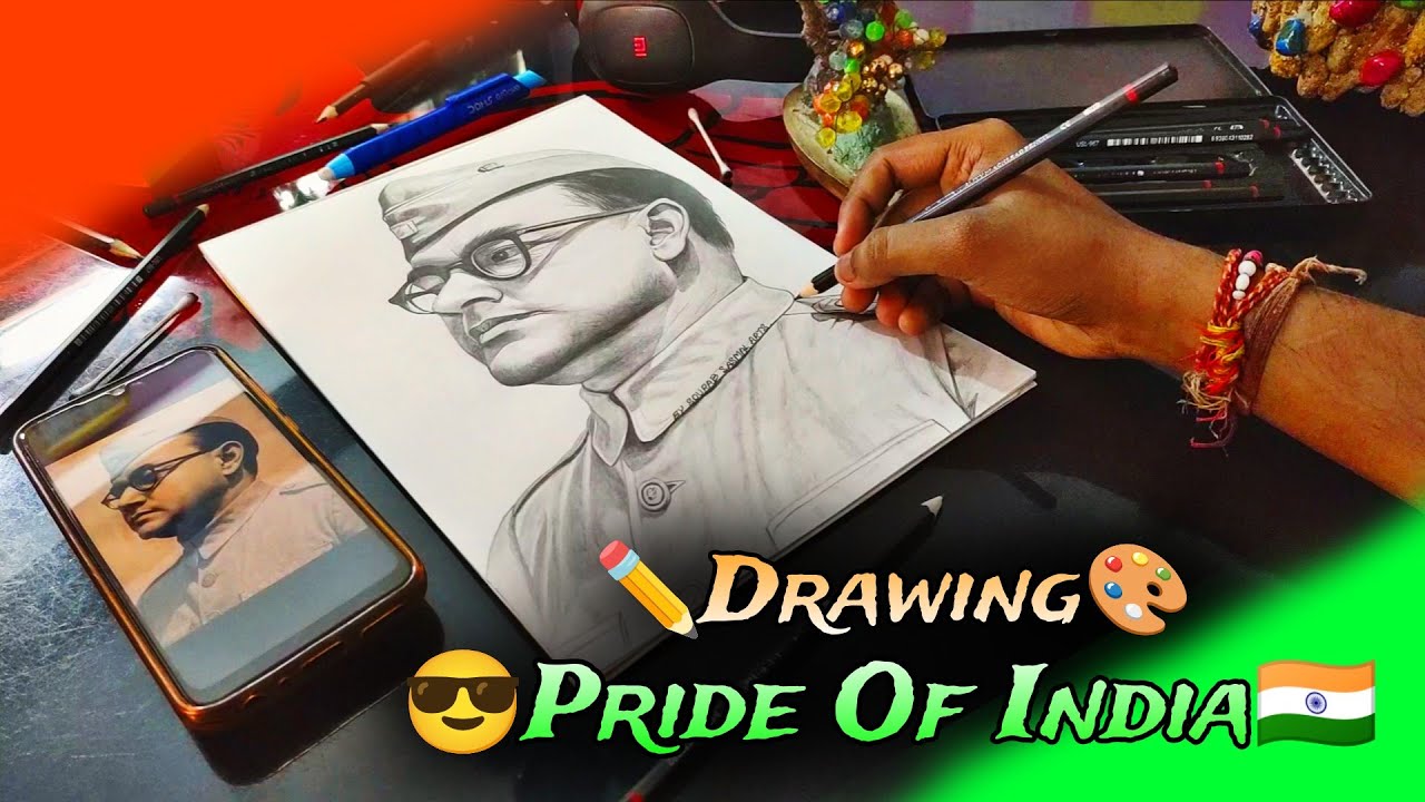 🇮🇳 Republic Day Special 😄 | 😎 Subhash Chandra Bose 😊 Pencil Shading ✏️ Drawing 🎨 | Portrait Drawing