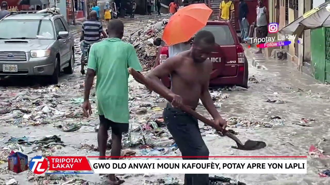 Flash! Gwo dlo anvayi moun nan kèk zòn nan Port - Au - Prince nan moman an la apre yon gwo lapli