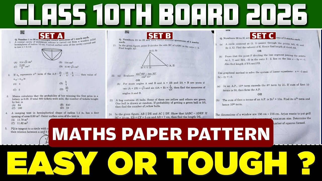 Paper Pattern💥| Class 10th 2026 | Maths | Board 2026 #Maths