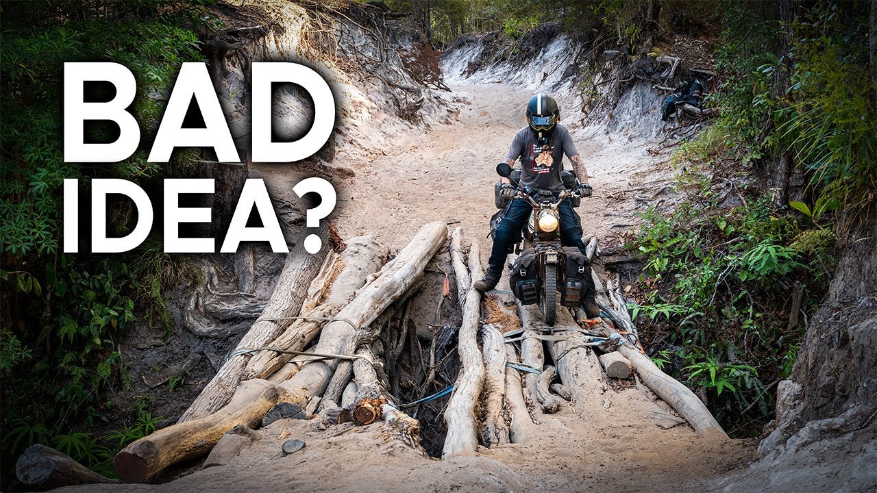 Dodgy Log Bridge & Deep Water on Classic Mopeds - Old Tele Track Adventure