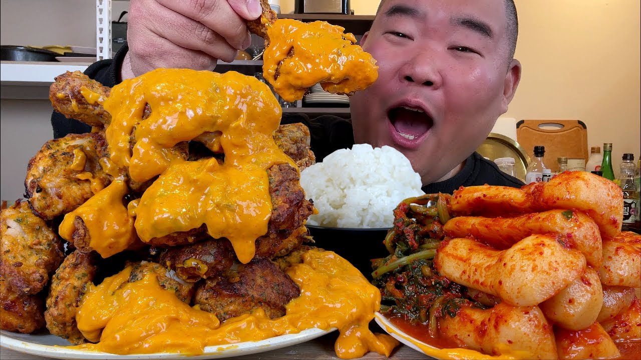 소스듬뿍고추바사삭 + 총각김치 + 쌀밥 미친듯이 퍼먹기 MUKBANG