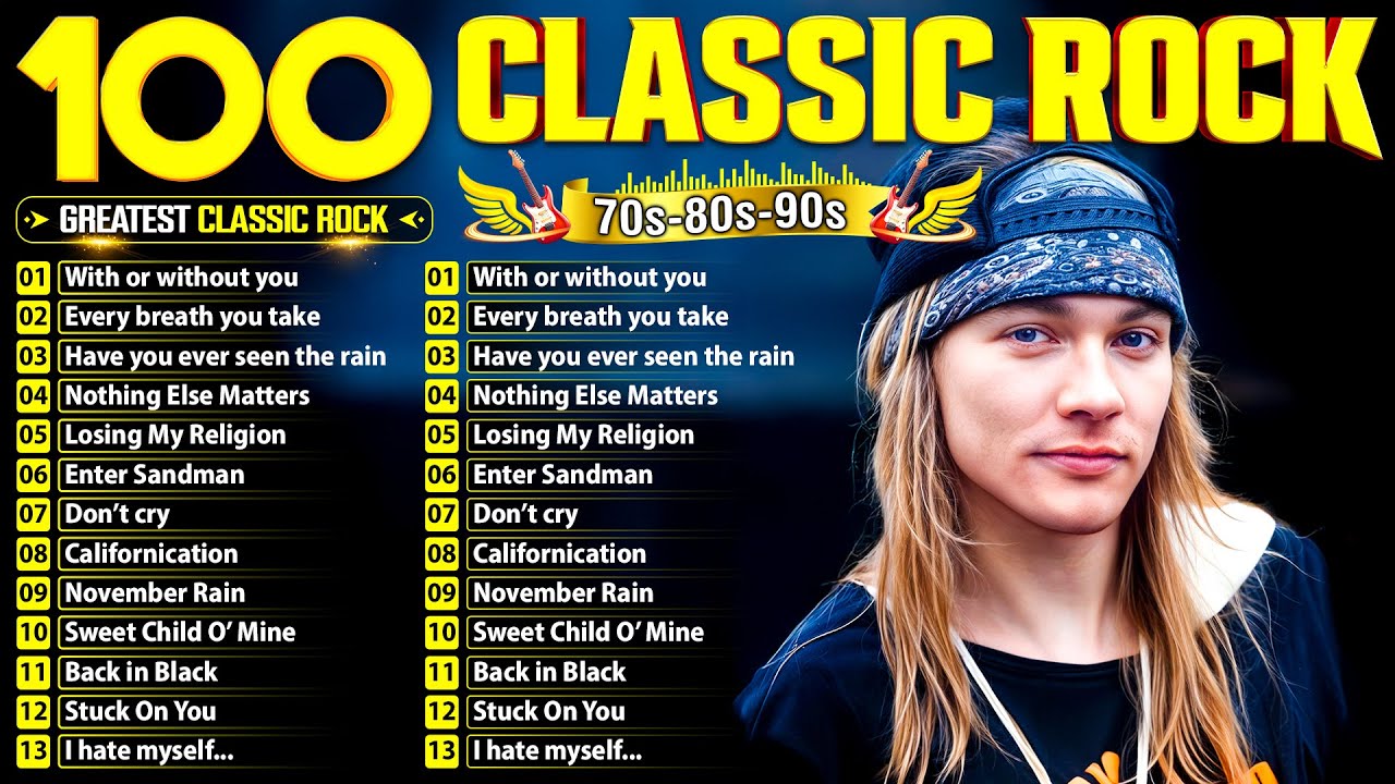Top 500 Classic Rock Songs 70s 80s 90s ⚡ Queen, Guns N' Roses, Metallica, AC/DC, Aerosmith, Bon Jovi