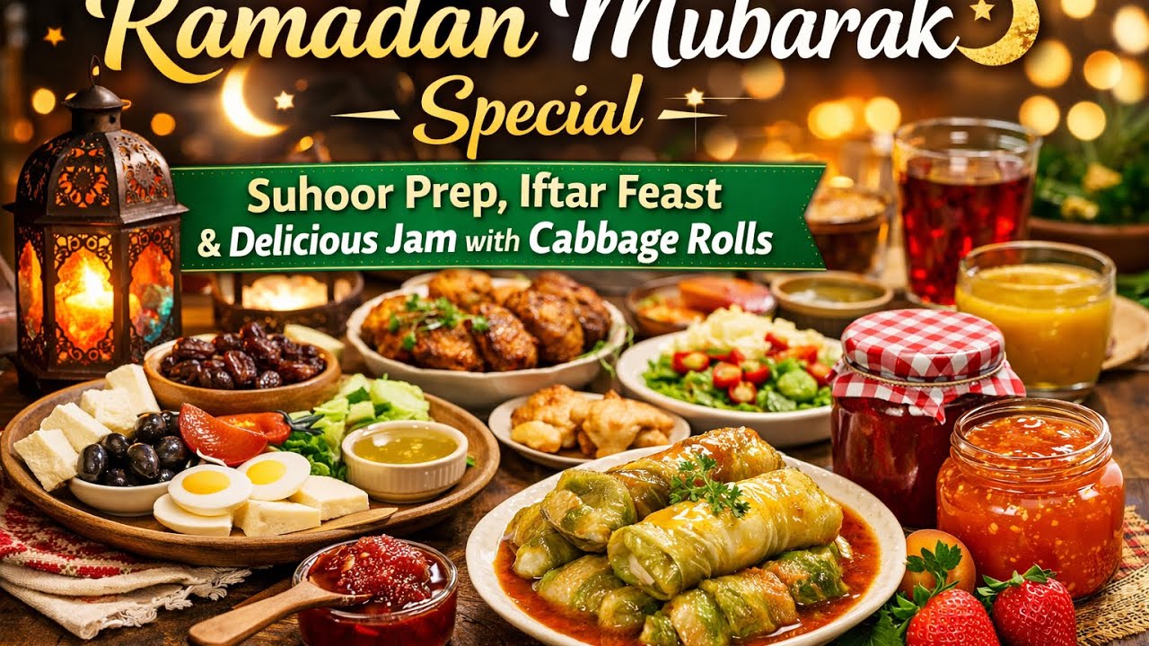 Ramadan Mubarak 🌙 special |Suhoor Prep, Iftar Feast & Delicious Jam with Cabbage Rolls رمضان مبارک