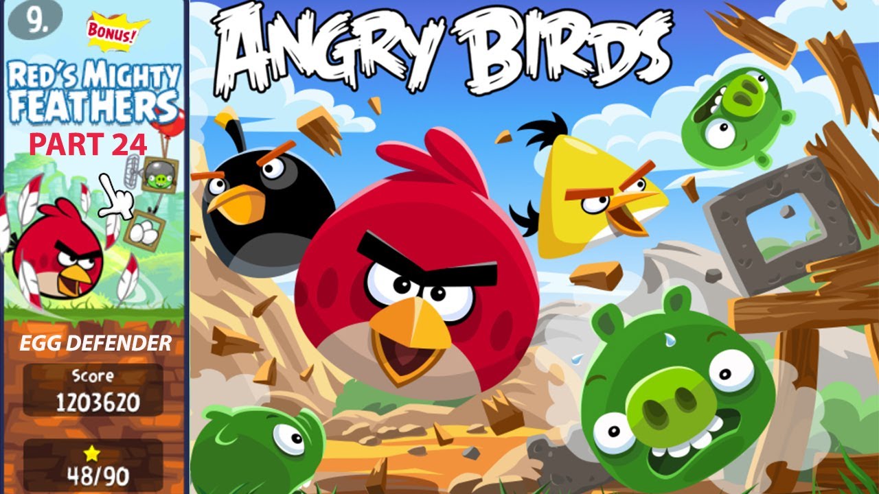Angry Birds Gameplay| RED'S MIGHTY FEATHERS| Episode 9| Part 24| Egg Defender (bonus)l All Stars