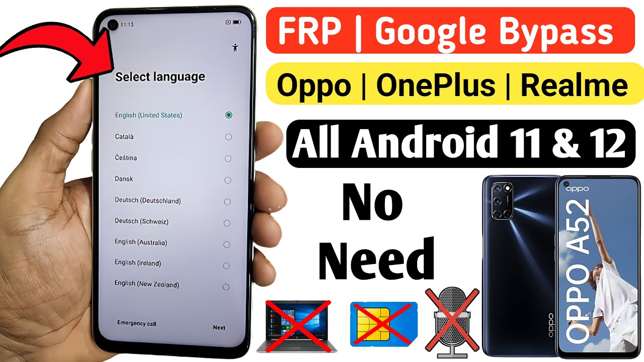 Oppo A52 FRP Bypass  | Oppo A52 Google Account bypass Android 11
