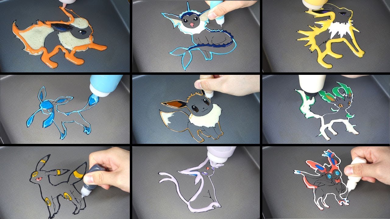 Pokemon All Eevee Evolutions Pancake Art / satisfying Videos