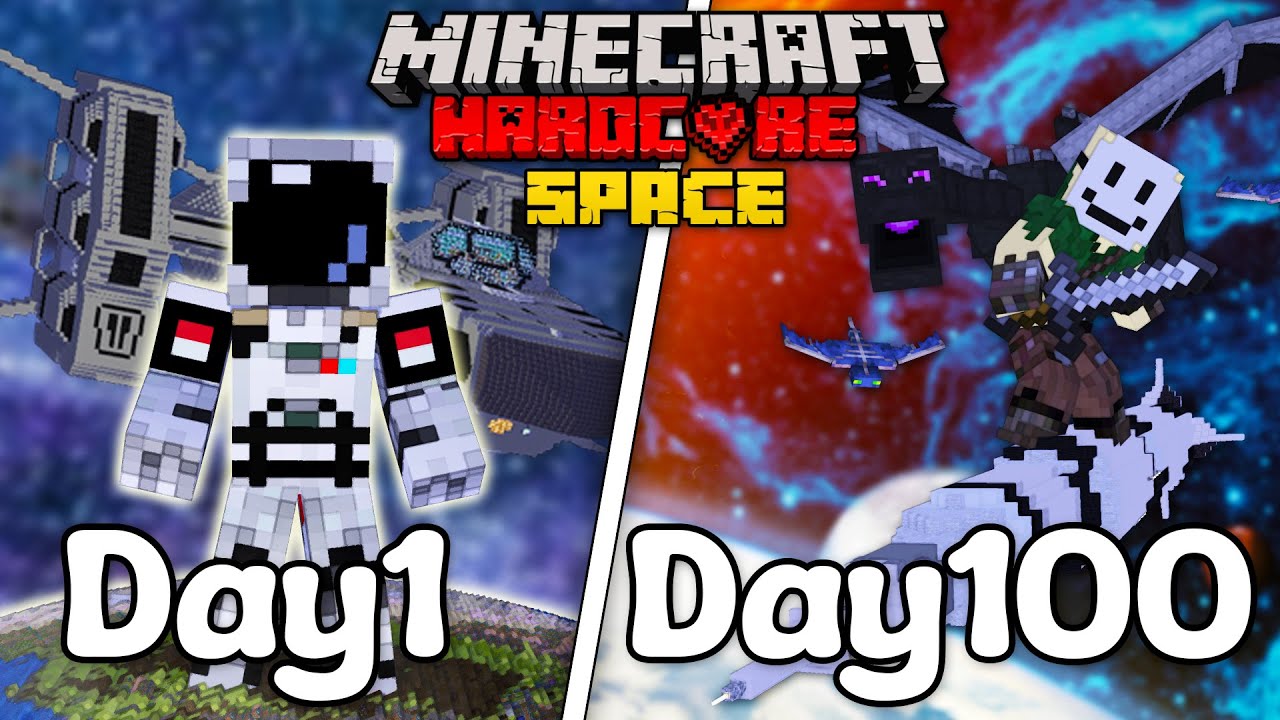 من ۱۰۰ روز به عنوان یک مخترع توی ماینکرفت هاردکور زندگی کردم؟ I Survived 100 Days in SPACE!