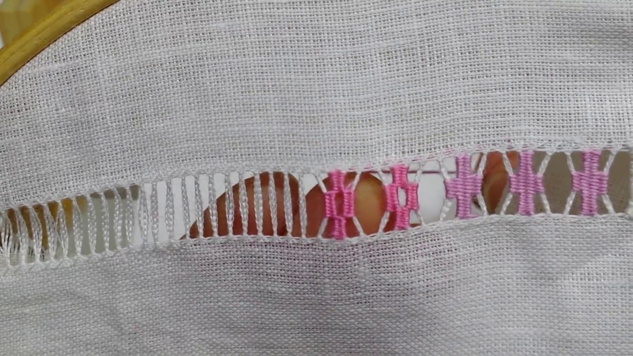 Sfilatura con rombi forati a punto rammendo - Tutorial ricamo a mano hand Embroidery Deshilado