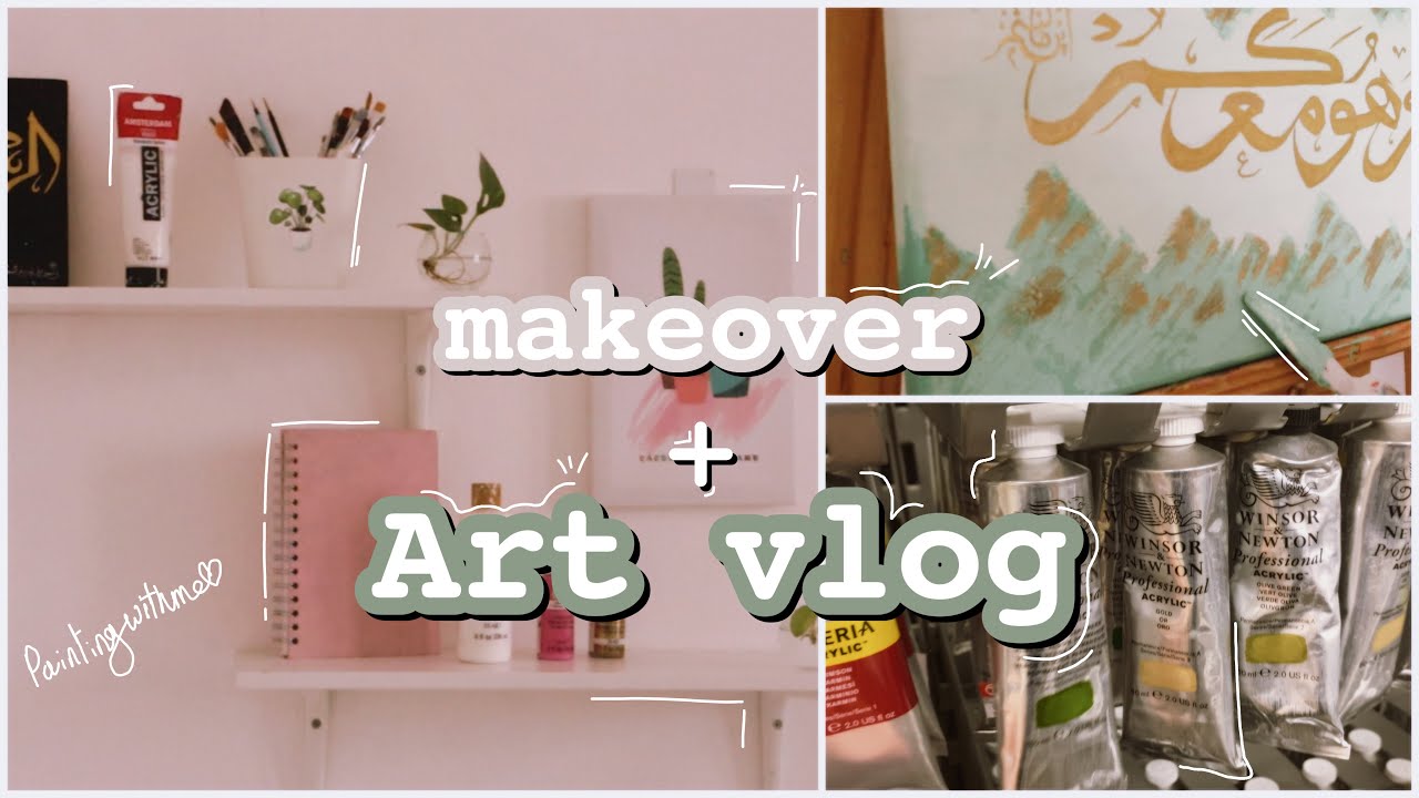 Art vlog + makeover 🎨 ASMRارت فلوق | جولة في المرسم الجديد و مشترياتي لادوات الرسم | ارسموا معي