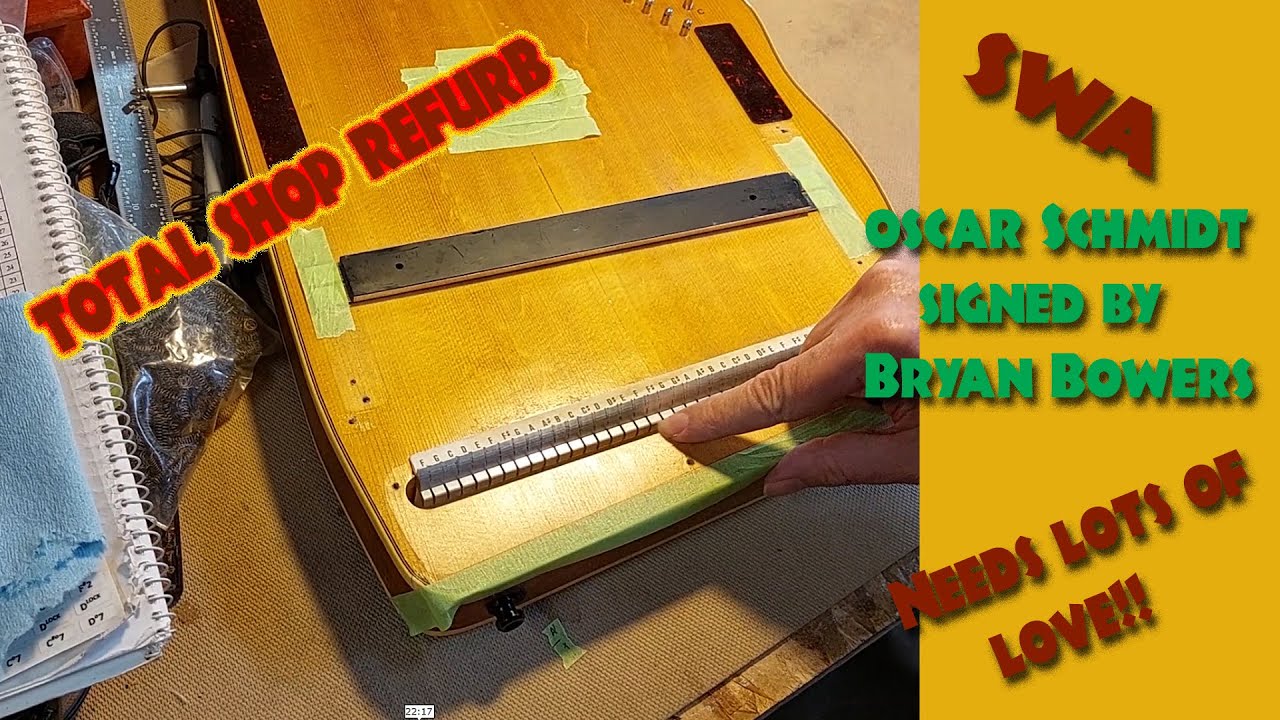 Autoharp signed by Bryan Bowers!   Refurbishing OS Centurion: Shop process video PART 1