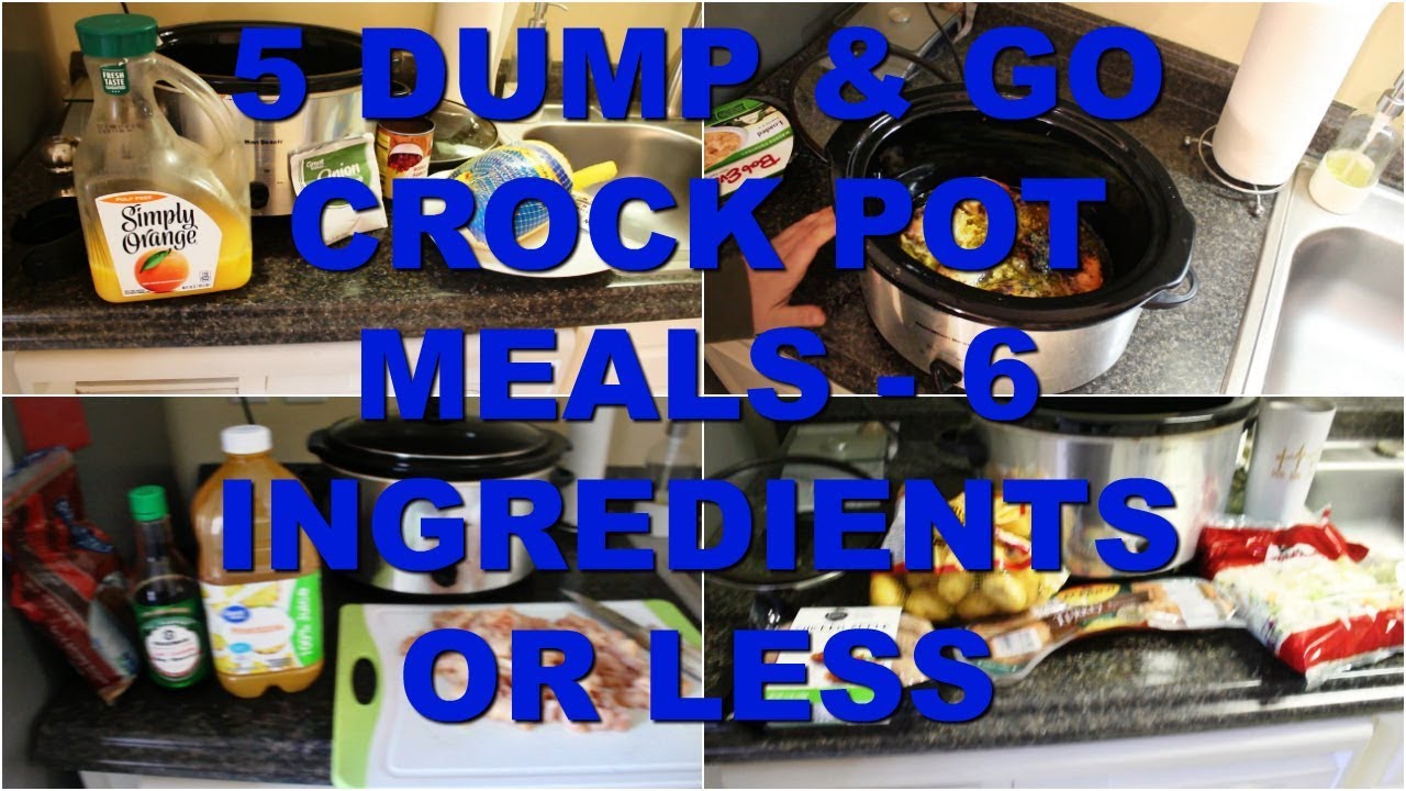 5 DUMP & GO CROCK POT MEALS | 6 INGREDIENTS OR LESS | QUICK & EASY CROCK POT RECIPES