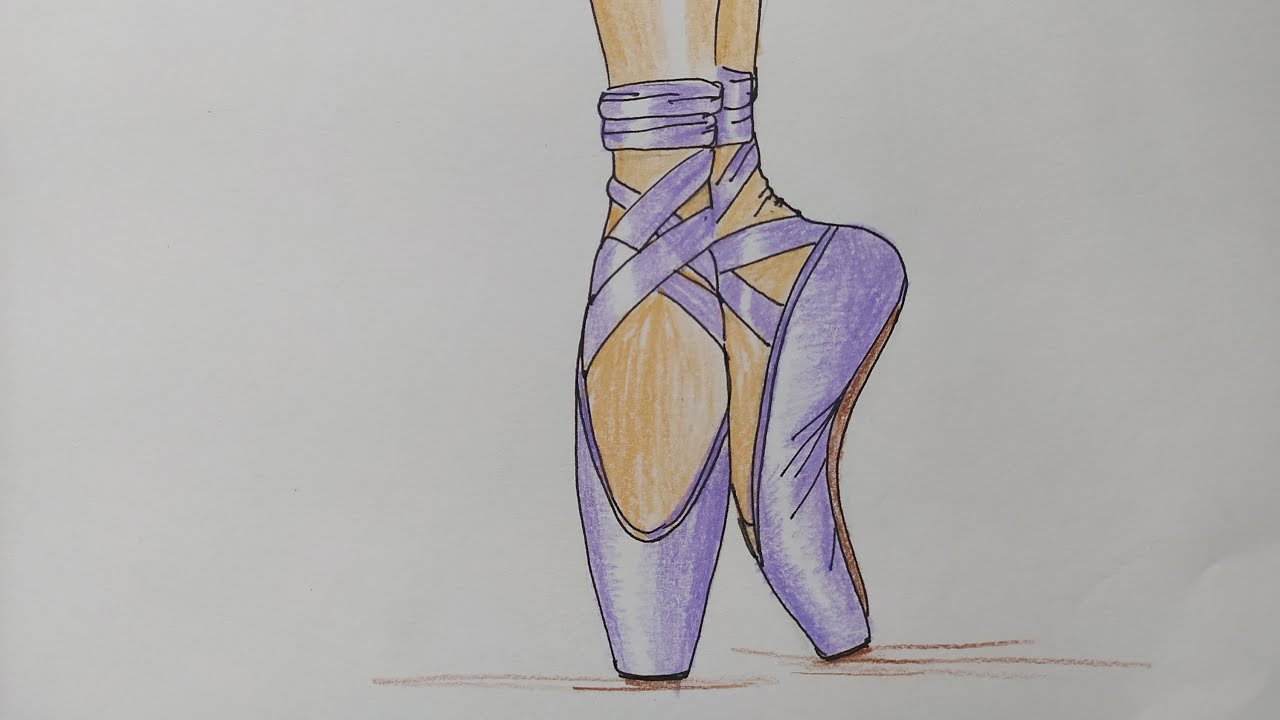 How to Draw Ballet Pointe Shoes on delicate ballerina's feet