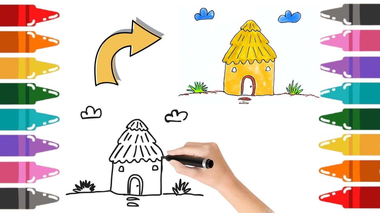 How to Draw a House Easy Step by Step | Simple House Drawing for Kids 🏡🌈🖌