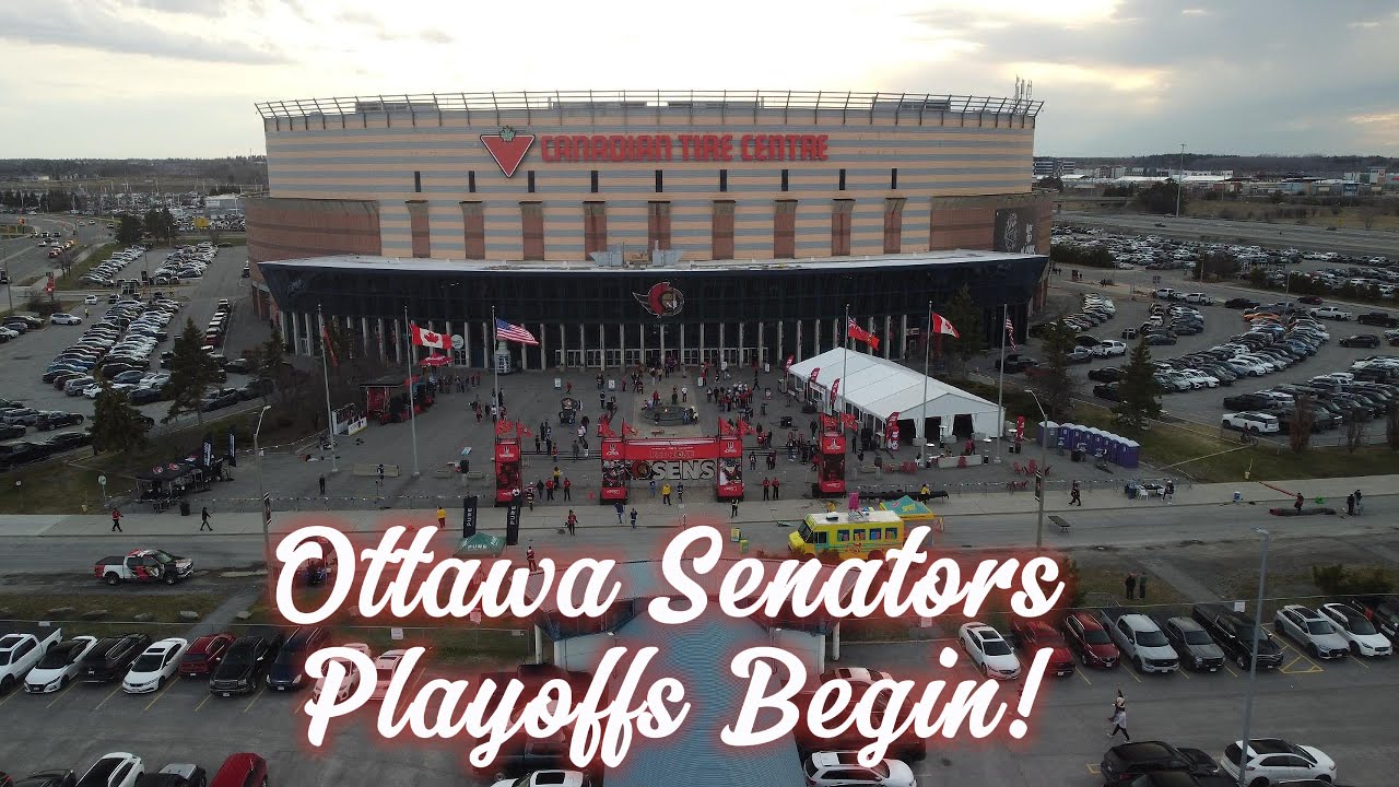 Canadian Tire Centre - Home of Ottawa Senators - Playoffs in the City Begin -- Drone