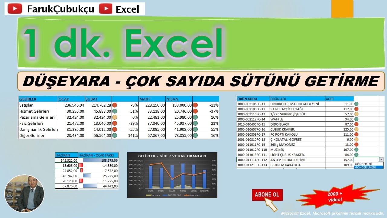 EXCEL 1 DAKİKA - DÜŞEYARA - ÇOK SÜTUNU GETİRME