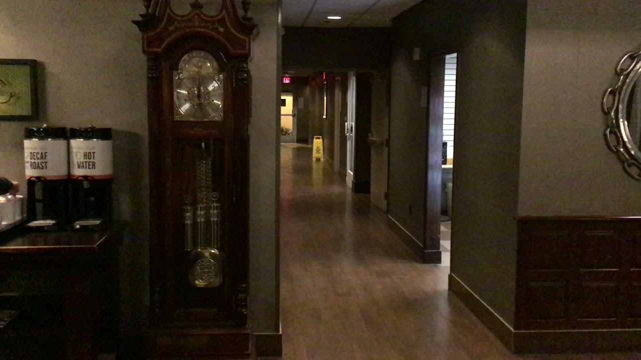 Grandfather clock chimes at Hampton Inn & Suites; Scottsburg, Indiana