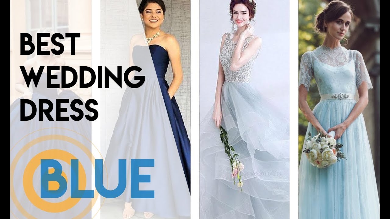 Stunning Beautiful Bride in Wedding Dress Blue