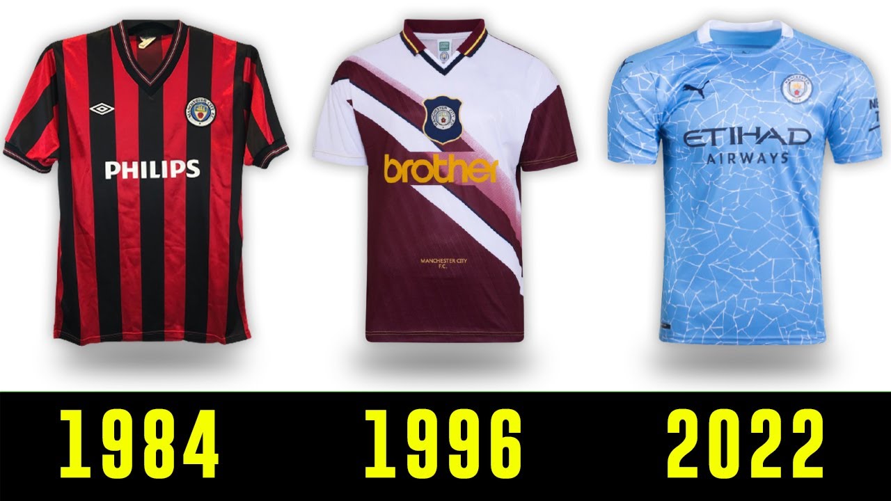 The Evolution of Manchester City Jersey 1977 - 2022 | Manchester City Kits History