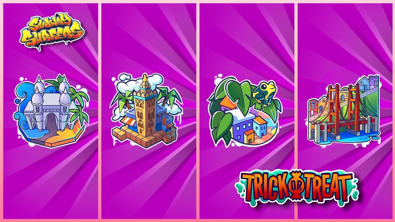 4 DIFERENT CITIES IN TRICK OR TREAT CHALLENGE - SUBWAY SURFERS 2024