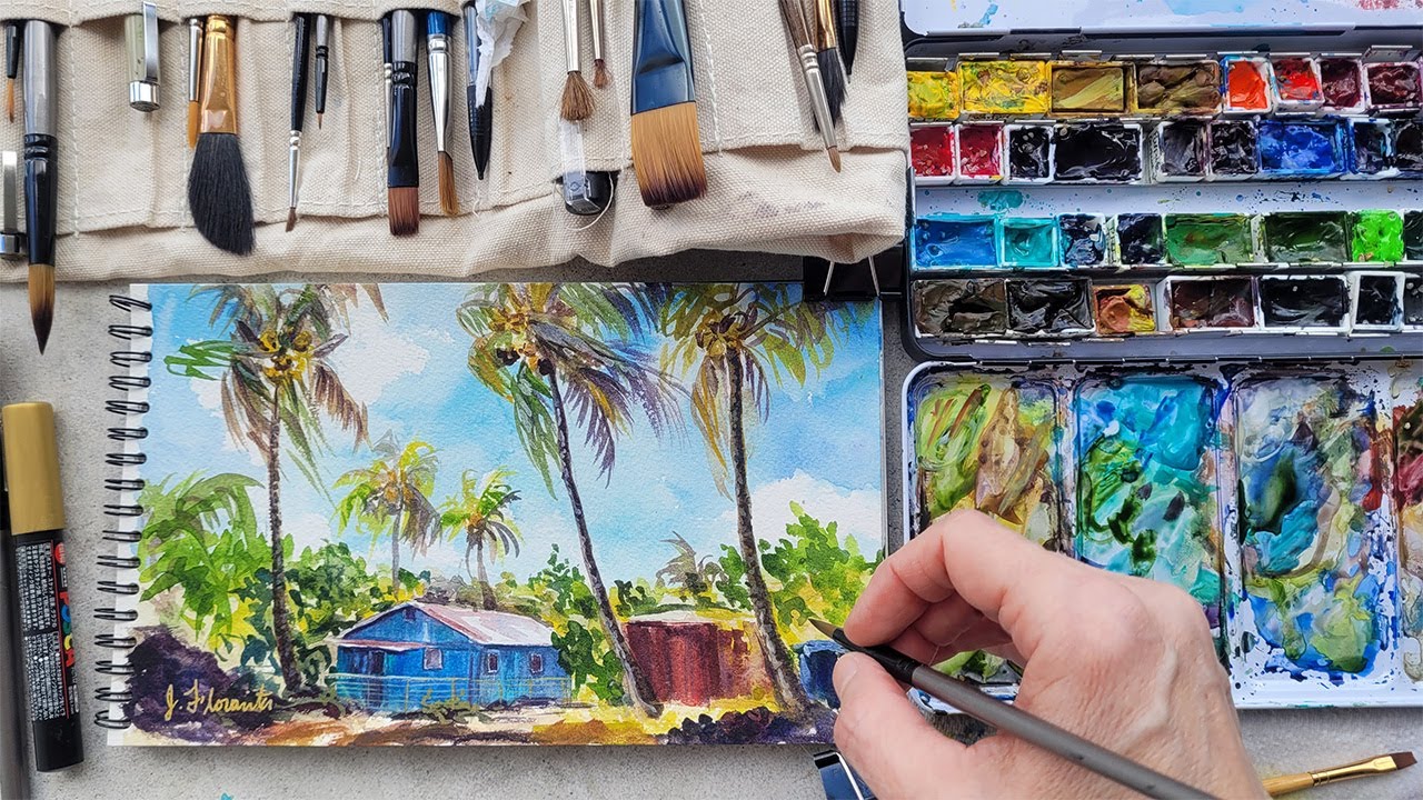 Sketchbook Watercolor Painting in Hawaii | Painting Architecture