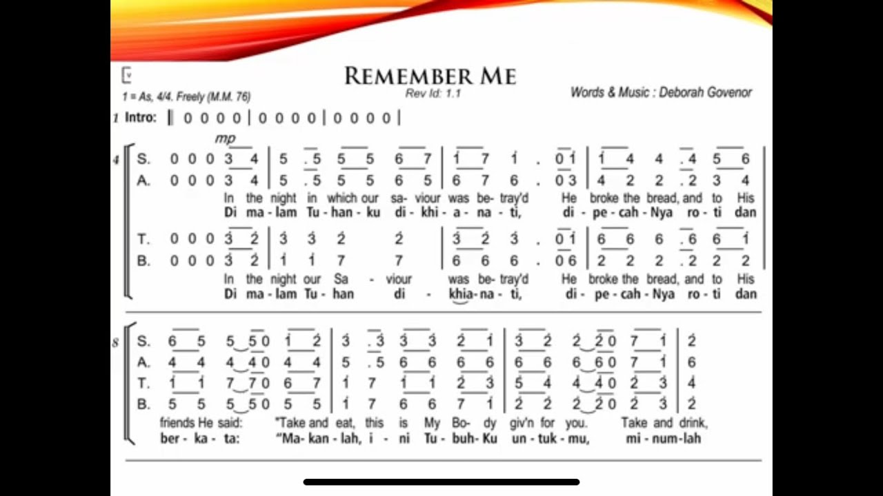 Remember Me - notasi Alto (+T)