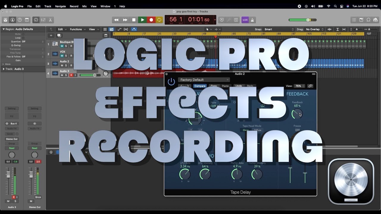 Как записывать аудиоэффекты с помощью Logic Pro в реальном времени