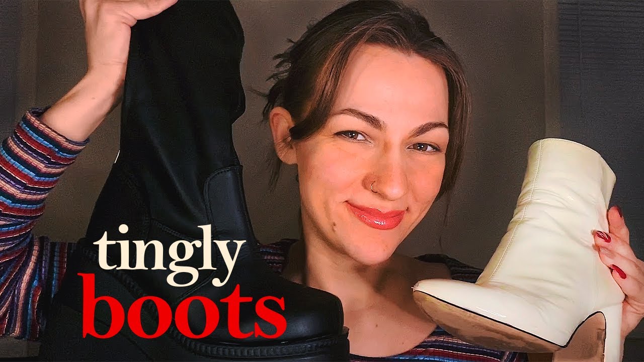ASMR Latex & Leather Boots Collection (Tapping, Scratching, Rubbing, No Talking, Shoes Haul Tingles)