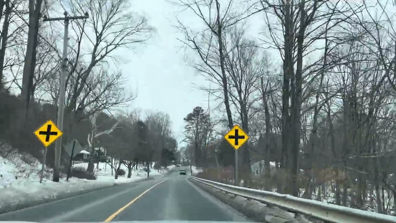 USA Road Drive in Winter 
