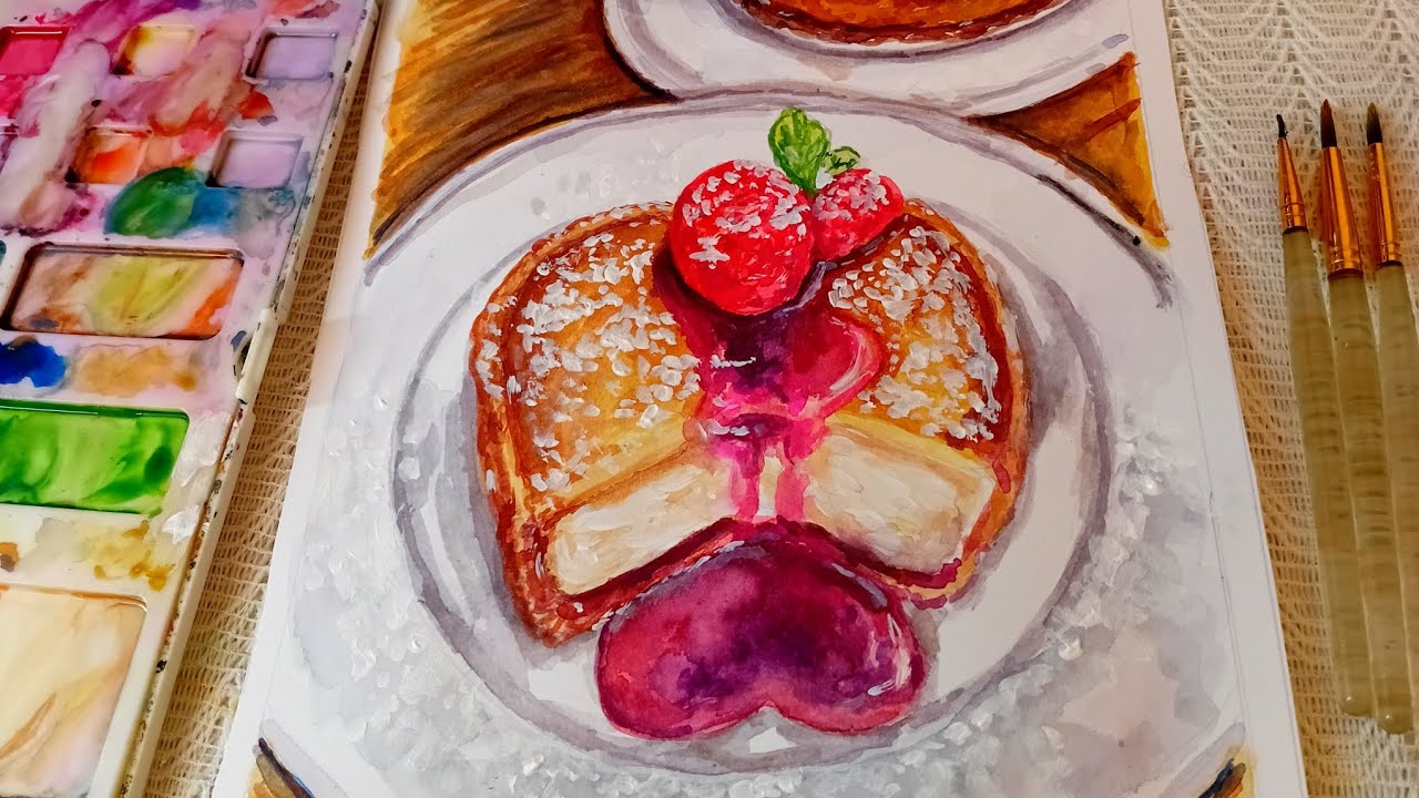 Paint with me  || Food illustrations, Relaxing Art 🎨: [Fried Cheesecake]