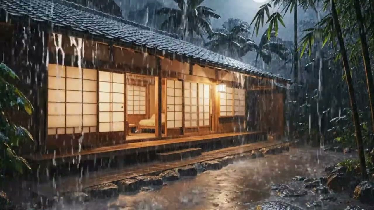 Rainstorm at Night 🌧️ Soothing Rain Sounds to Reduce Stress