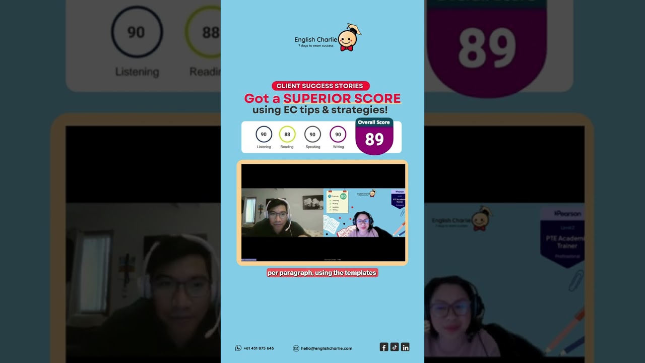 Superior Score Alert! 89/90 🚨 #pteacademic #ptesuperior #ptecoaching #ptetips