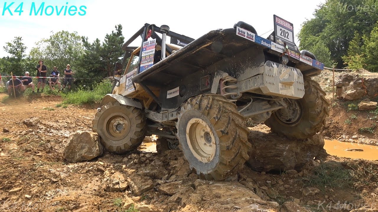 4x4 off road Unimog, Avia trucks in action in truck trial at Langenaltheim 2018