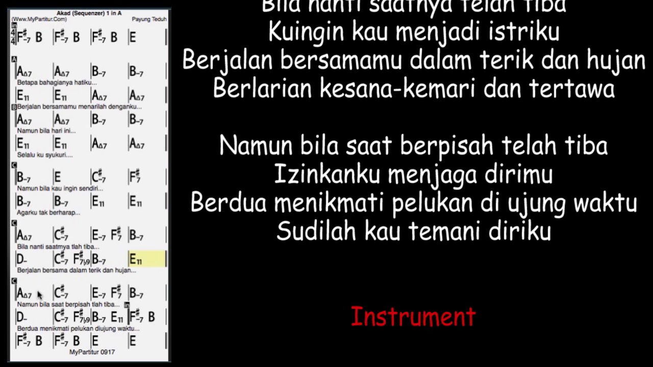 Akad chords at MyPartitur Lirik