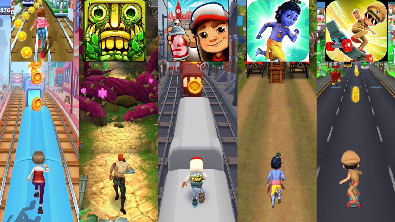 Subway Princess Runner 🆚 Temple Run 2 🆚 Subway Surfers 🆚 Little Krishna 🆚Little Singham Super Skater