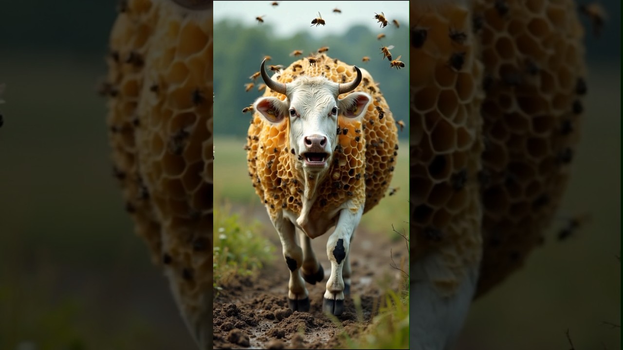 Cow surrounded by honeycomb bees | saved by rescue team #animals #wildliferescue #rescue #cow