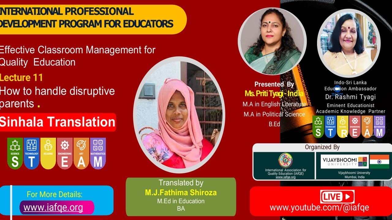 L11.Classroom Management /How to handle disruptive parents /M.J.F.Shiroza