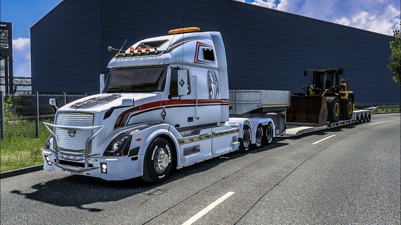 Realistic Drive Volvo VNL670 Wheel Loader Delivery In Euro Truck Simulator2